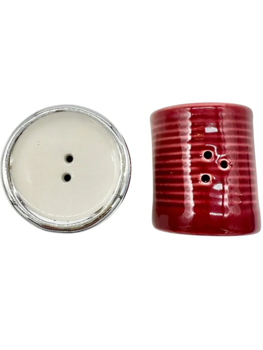 Americas Favorite Cranberry Sauce Ceramic Salt and Pepper Shakers Set Red White
